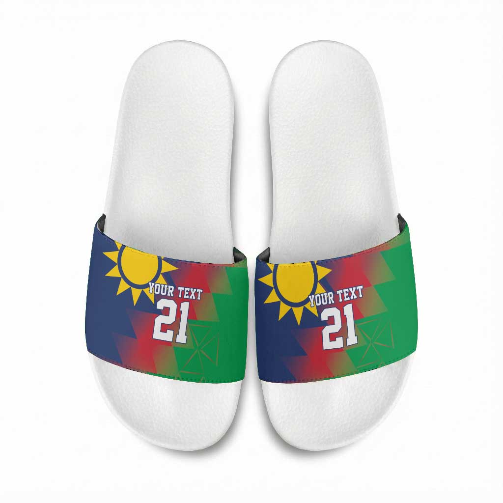 Custom Cricket African Namibia Slide Sandals Namibian Gold Sun Flag Motif