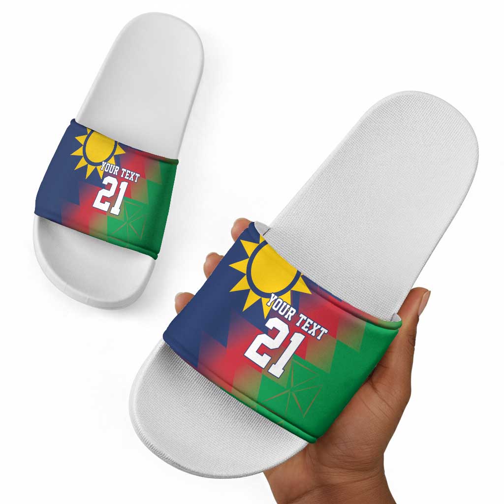 Custom Cricket African Namibia Slide Sandals Namibian Gold Sun Flag Motif