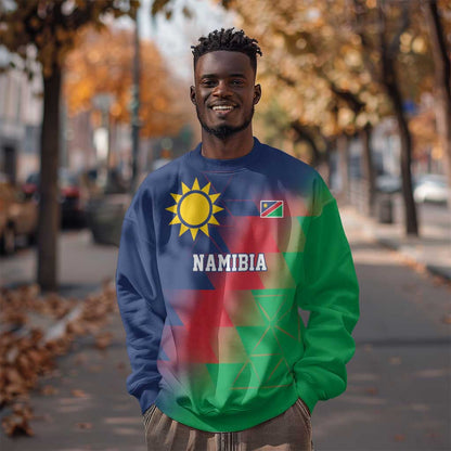 Custom Cricket African Namibia Sweatshirt Namibian Gold Sun Flag Motif - African Pride