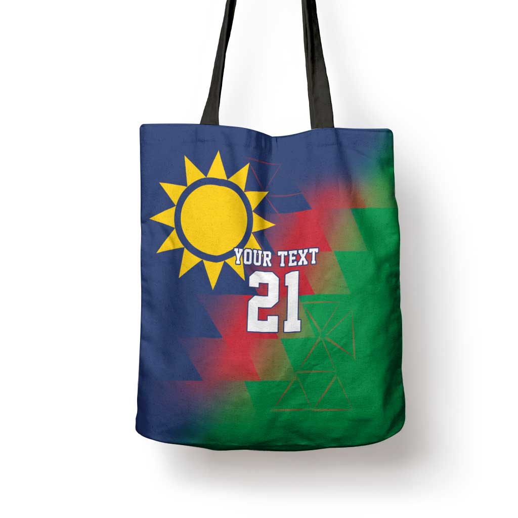 Custom Cricket African Namibia Tote Bag Namibian Gold Sun Flag Motif
