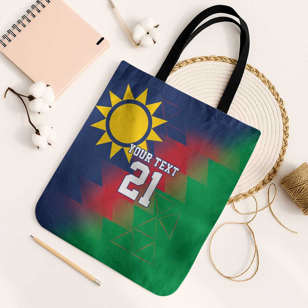Custom Cricket African Namibia Tote Bag Namibian Gold Sun Flag Motif