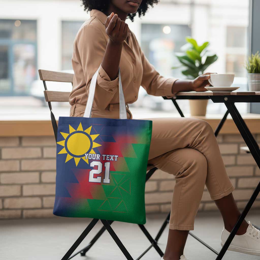 Custom Cricket African Namibia Tote Bag Namibian Gold Sun Flag Motif