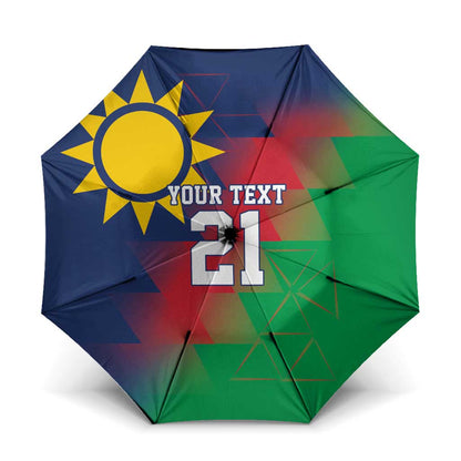 Custom Cricket African Namibia Umbrella Namibian Gold Sun Flag Motif