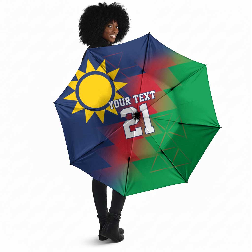 Custom Cricket African Namibia Umbrella Namibian Gold Sun Flag Motif