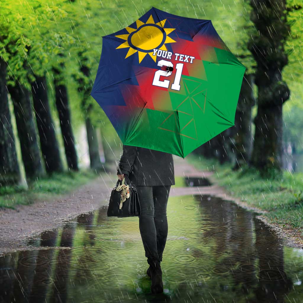 Custom Cricket African Namibia Umbrella Namibian Gold Sun Flag Motif