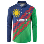 Custom Cricket African Namibia Button Sweatshirt Namibian Sporty Pattern Flag Motif