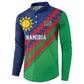 Custom Cricket African Namibia Button Sweatshirt Namibian Sporty Pattern Flag Motif