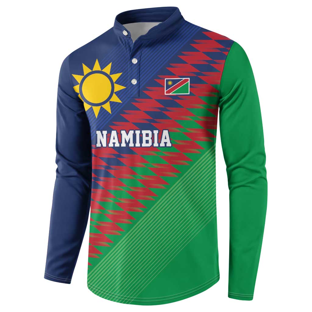 Custom Cricket African Namibia Button Sweatshirt Namibian Sporty Pattern Flag Motif