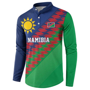 Custom Cricket African Namibia Button Sweatshirt Namibian Sporty Pattern Flag Motif