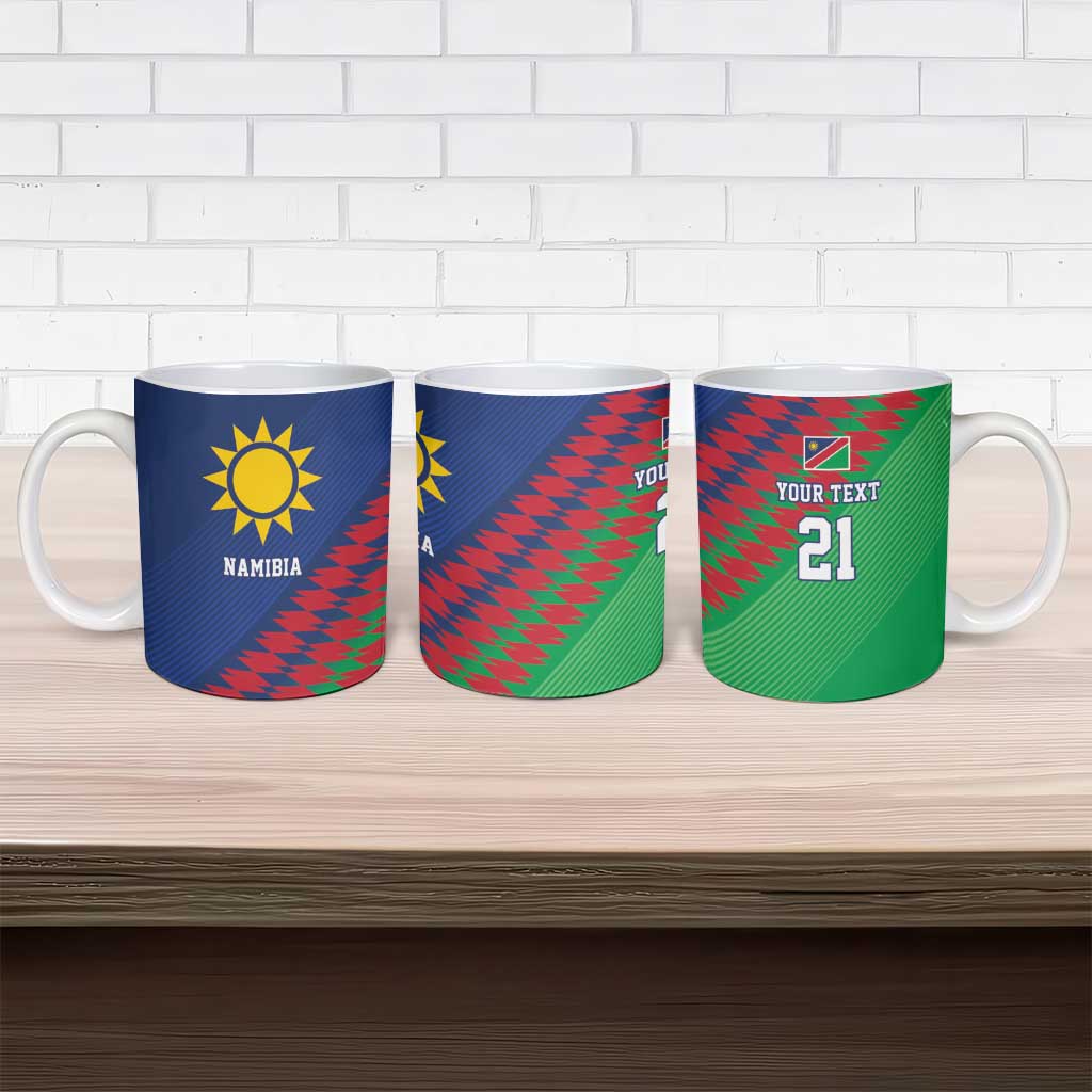 Custom Cricket African Namibia Ceramic Mug Namibian Sporty Pattern Flag Motif