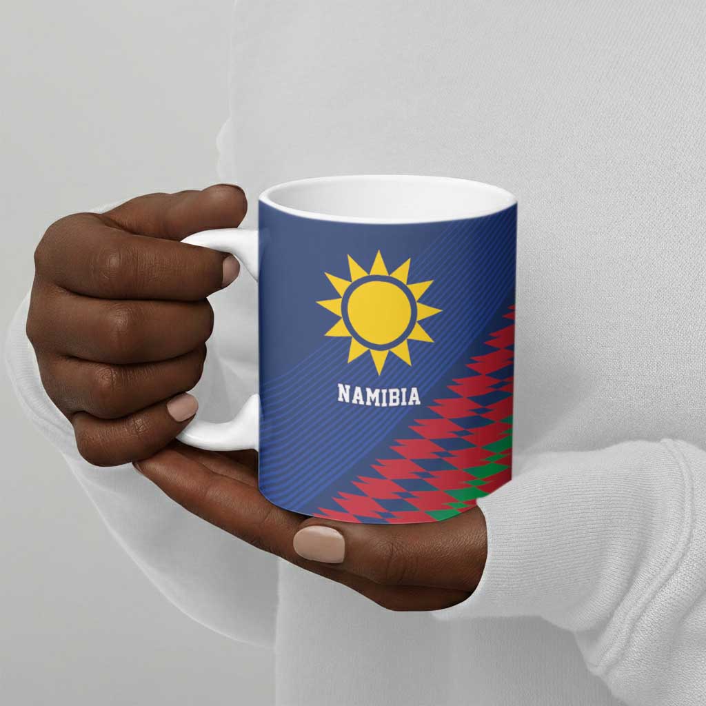 Custom Cricket African Namibia Ceramic Mug Namibian Sporty Pattern Flag Motif