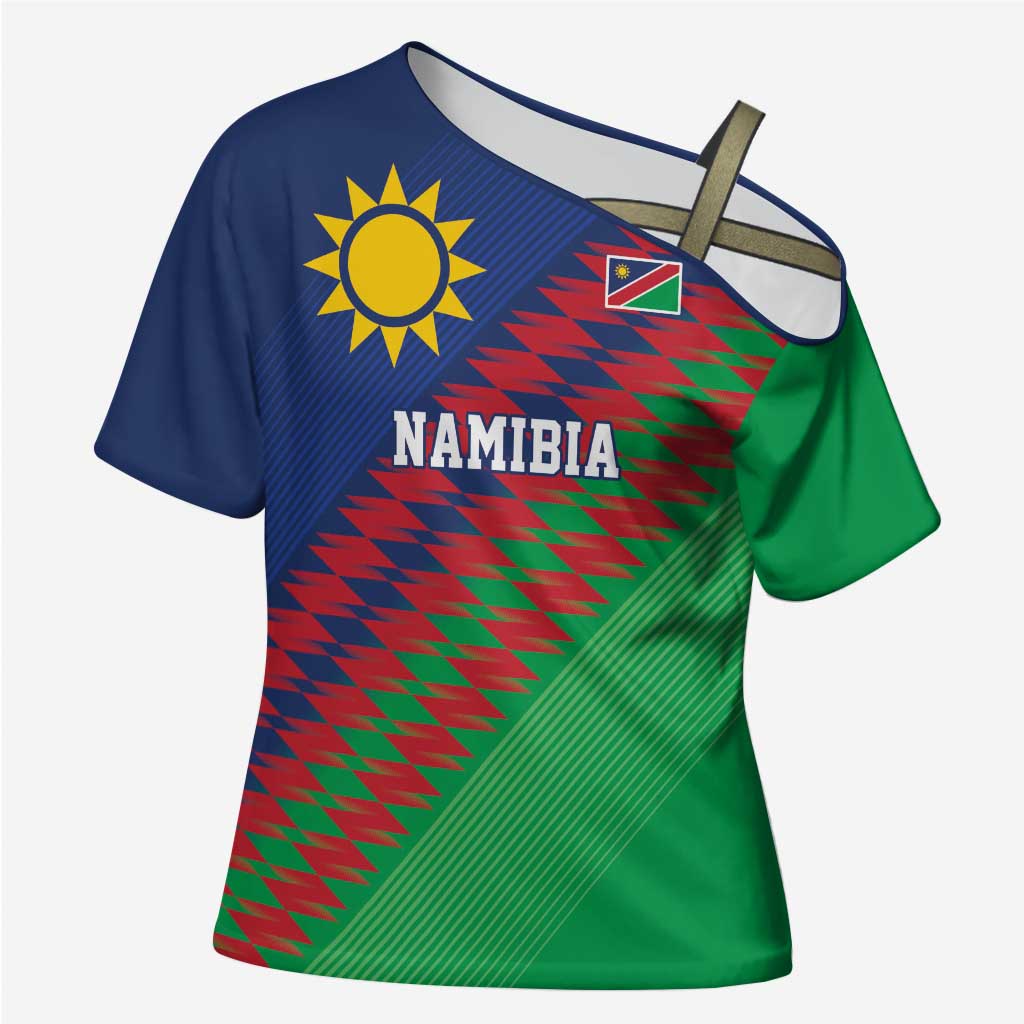 Custom Cricket African Namibia Cross Shoulder Shirt Namibian Sporty Pattern Flag Motif