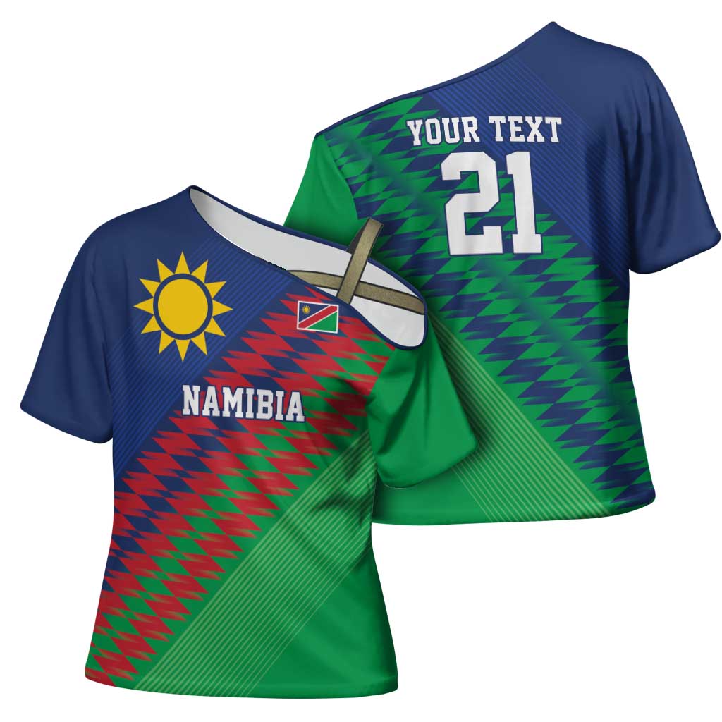 Custom Cricket African Namibia Cross Shoulder Shirt Namibian Sporty Pattern Flag Motif