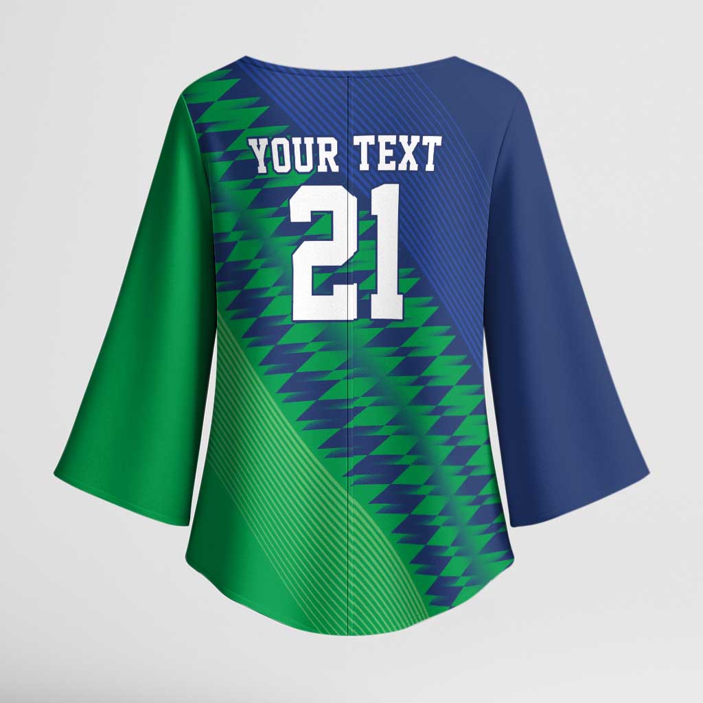 Custom Cricket African Namibia Kimono Sleeve Blouse Namibian Sporty Pattern Flag Motif