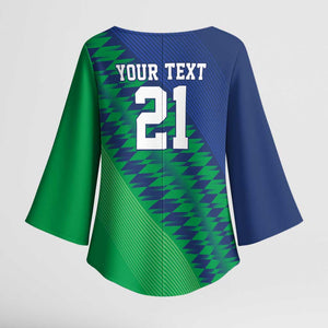 Custom Cricket African Namibia Kimono Sleeve Blouse Namibian Sporty Pattern Flag Motif