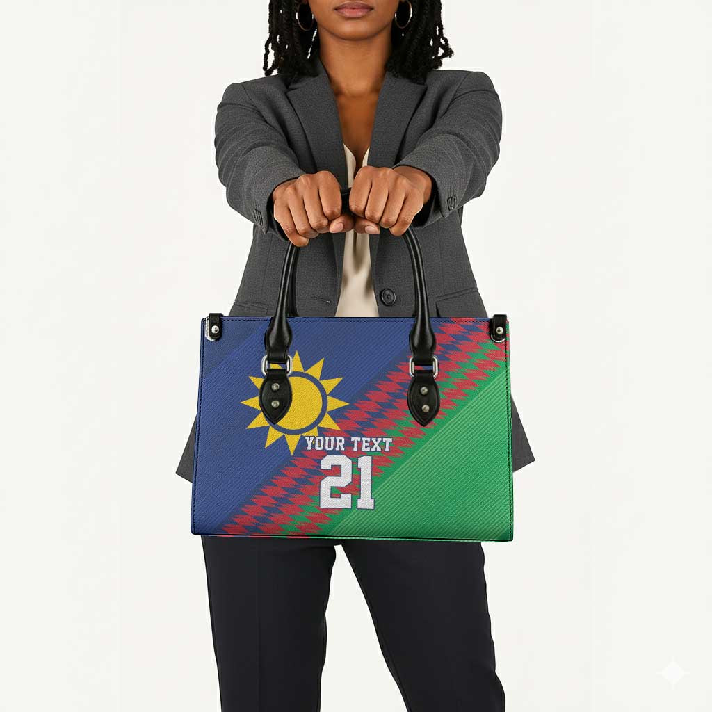 Custom Cricket African Namibia Leather Bag Namibian Sporty Pattern Flag Motif