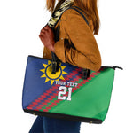 Custom Cricket African Namibia Leather Tote Bag Namibian Sporty Pattern Flag Motif - African Pride