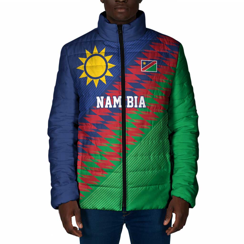 Custom Cricket African Namibia Padded Jacket Namibian Sporty Pattern Flag Motif