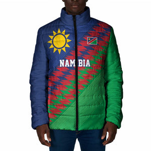 Custom Cricket African Namibia Padded Jacket Namibian Sporty Pattern Flag Motif