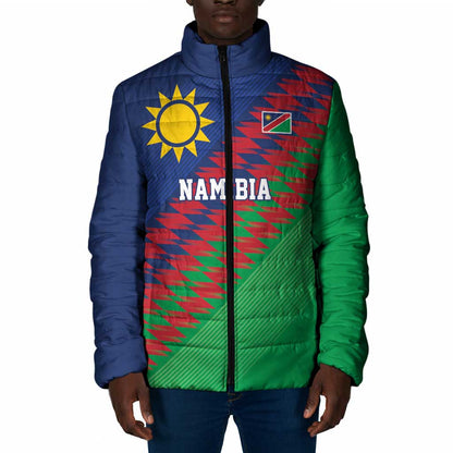 Custom Cricket African Namibia Padded Jacket Namibian Sporty Pattern Flag Motif