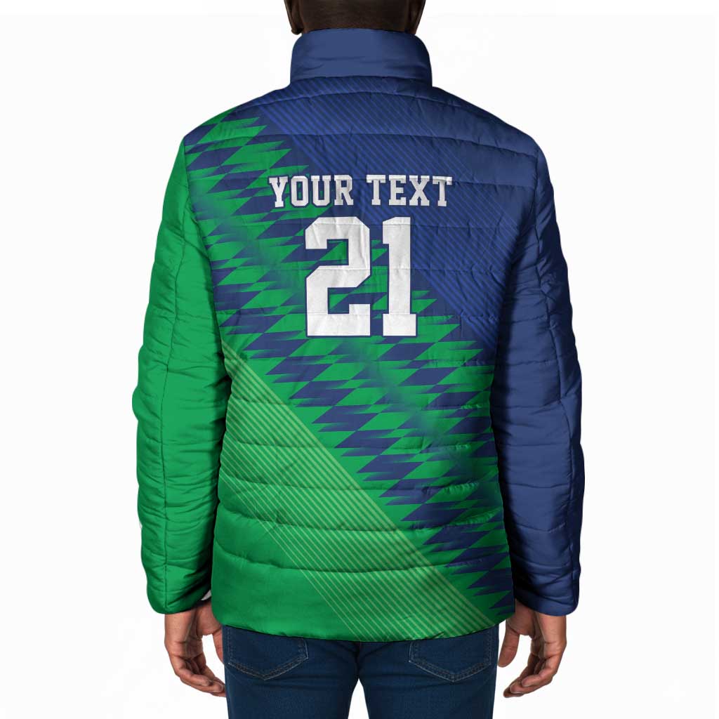 Custom Cricket African Namibia Padded Jacket Namibian Sporty Pattern Flag Motif