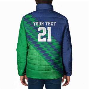 Custom Cricket African Namibia Padded Jacket Namibian Sporty Pattern Flag Motif