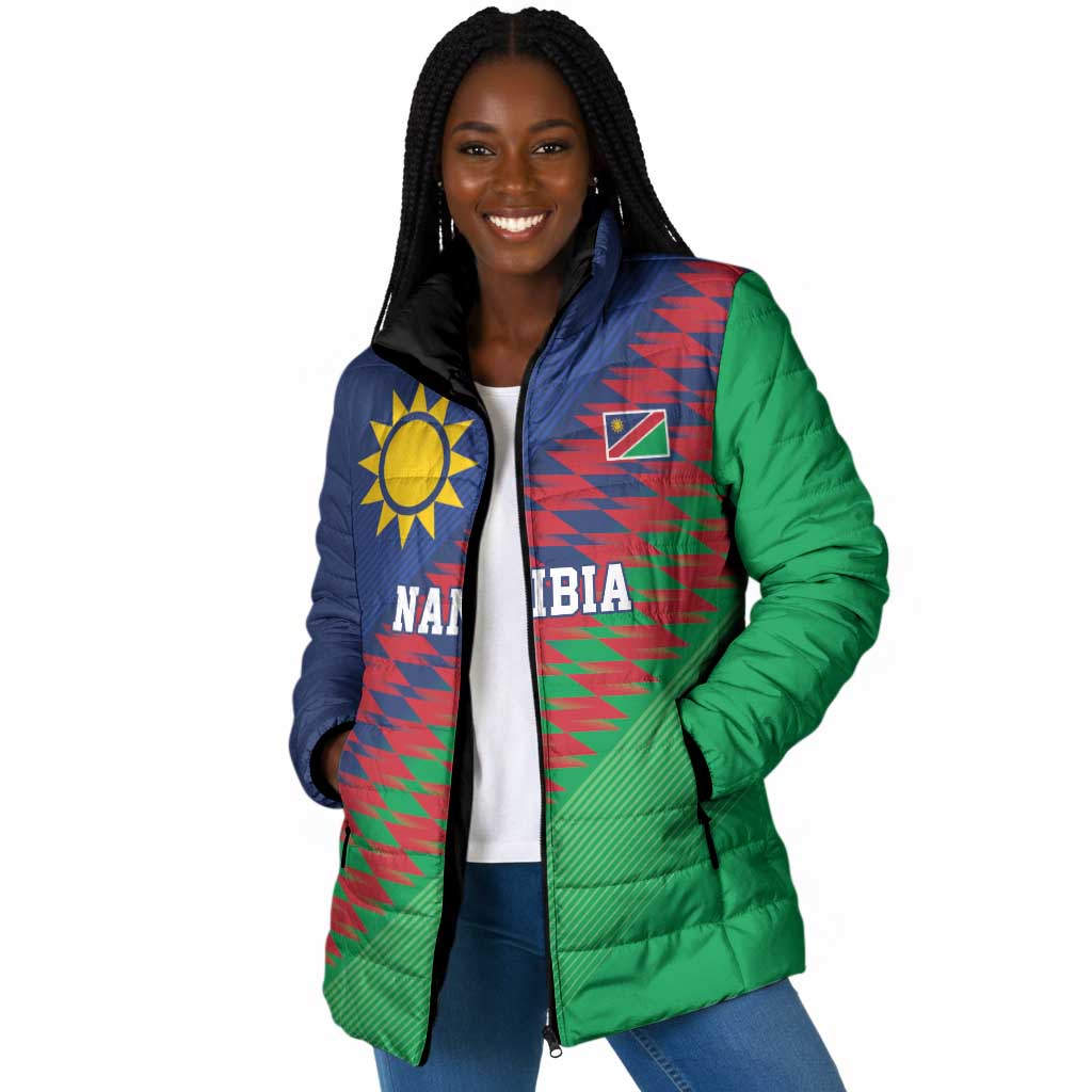 Custom Cricket African Namibia Padded Jacket Namibian Sporty Pattern Flag Motif