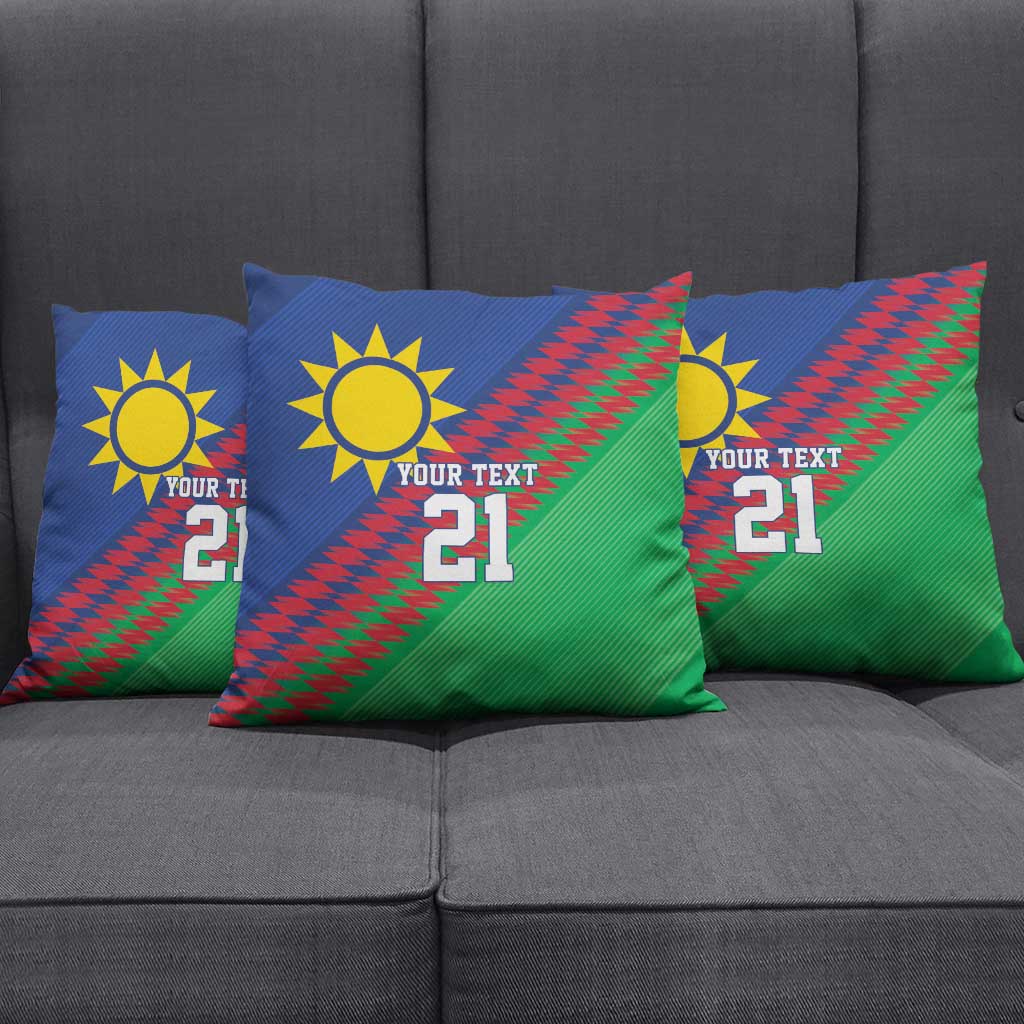 Custom Cricket African Namibia Pillow Cover Namibian Sporty Pattern Flag Motif