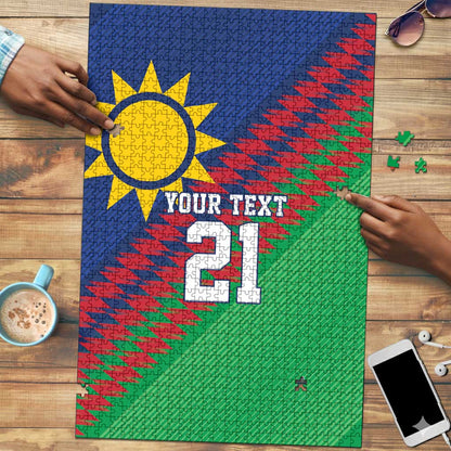 Custom Cricket African Namibia Puzzle Namibian Sporty Pattern Flag Motif