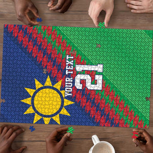 Custom Cricket African Namibia Puzzle Namibian Sporty Pattern Flag Motif
