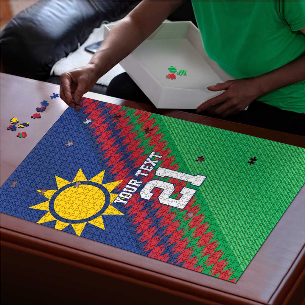 Custom Cricket African Namibia Puzzle Namibian Sporty Pattern Flag Motif