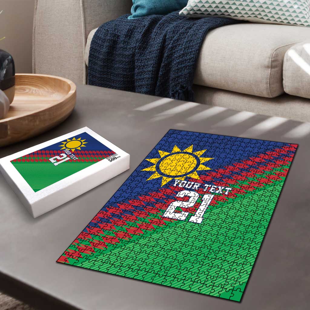 Custom Cricket African Namibia Puzzle Namibian Sporty Pattern Flag Motif
