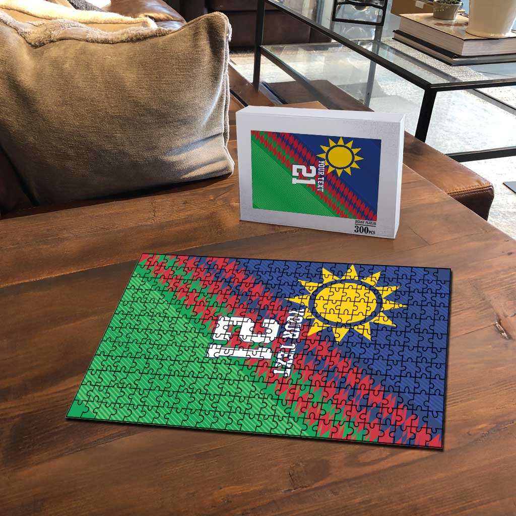 Custom Cricket African Namibia Puzzle Namibian Sporty Pattern Flag Motif