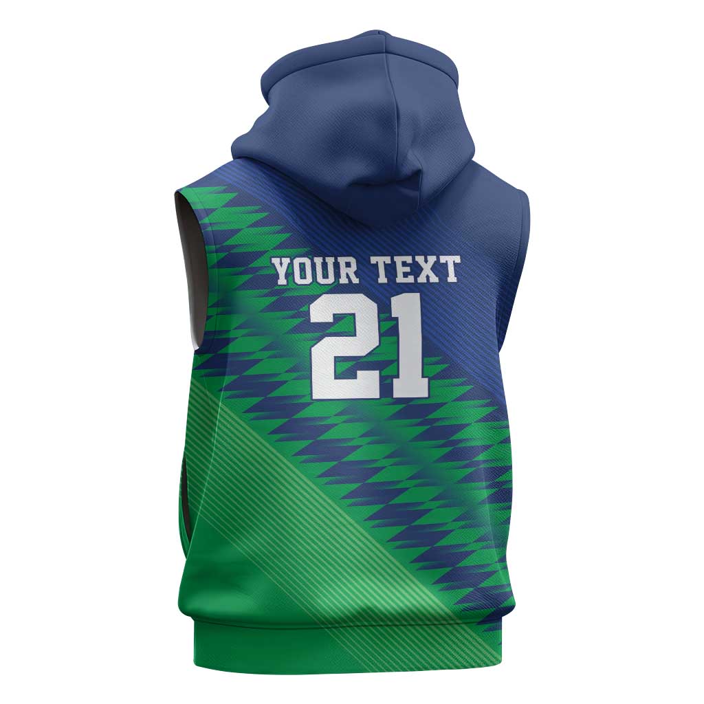 Custom Cricket African Namibia Sleeveless Hoodie Namibian Sporty Pattern Flag Motif - African Pride