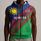 Custom Cricket African Namibia Sleeveless Zip Hoodie Namibian Sporty Pattern Flag Motif - African Pride