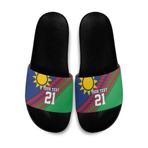 Custom Cricket African Namibia Slide Sandals Namibian Sporty Pattern Flag Motif