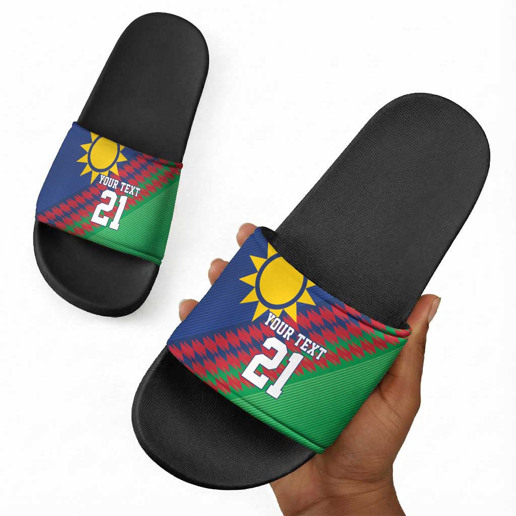 Custom Cricket African Namibia Slide Sandals Namibian Sporty Pattern Flag Motif