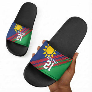 Custom Cricket African Namibia Slide Sandals Namibian Sporty Pattern Flag Motif