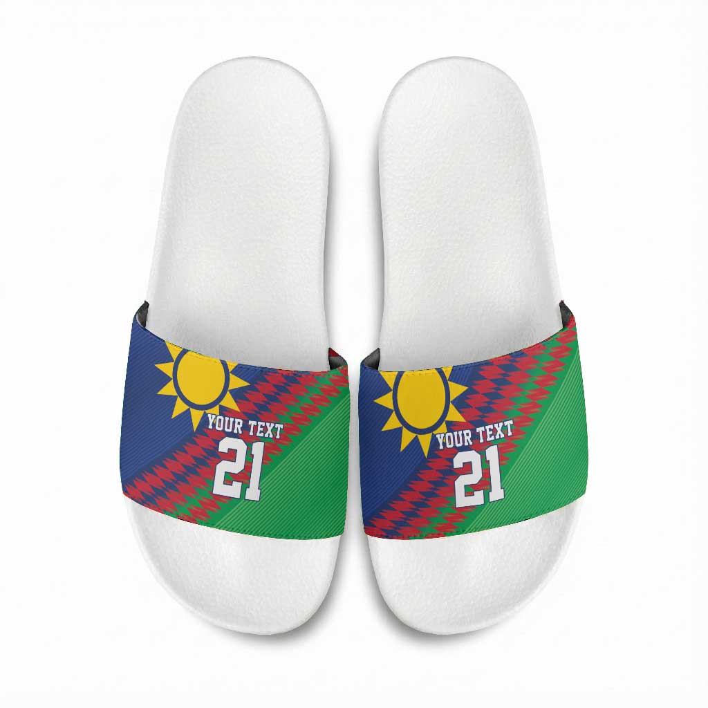 Custom Cricket African Namibia Slide Sandals Namibian Sporty Pattern Flag Motif