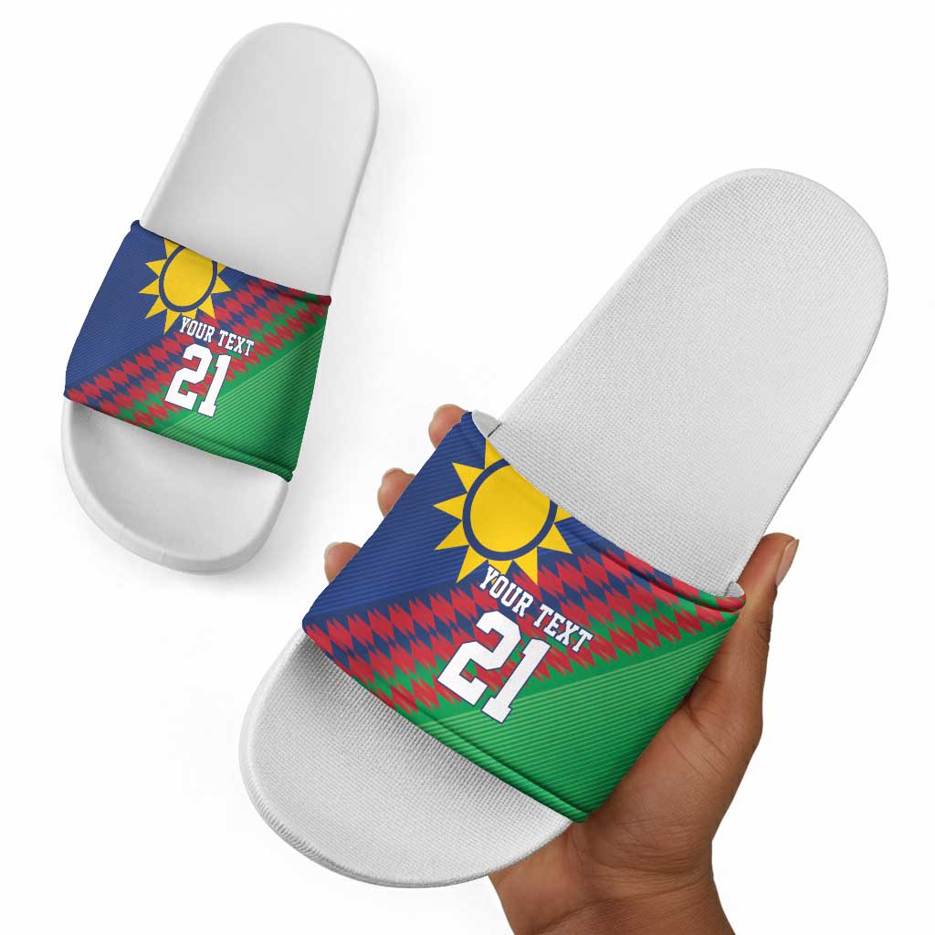 Custom Cricket African Namibia Slide Sandals Namibian Sporty Pattern Flag Motif