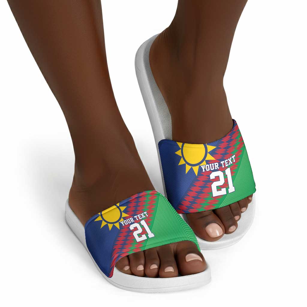 Custom Cricket African Namibia Slide Sandals Namibian Sporty Pattern Flag Motif