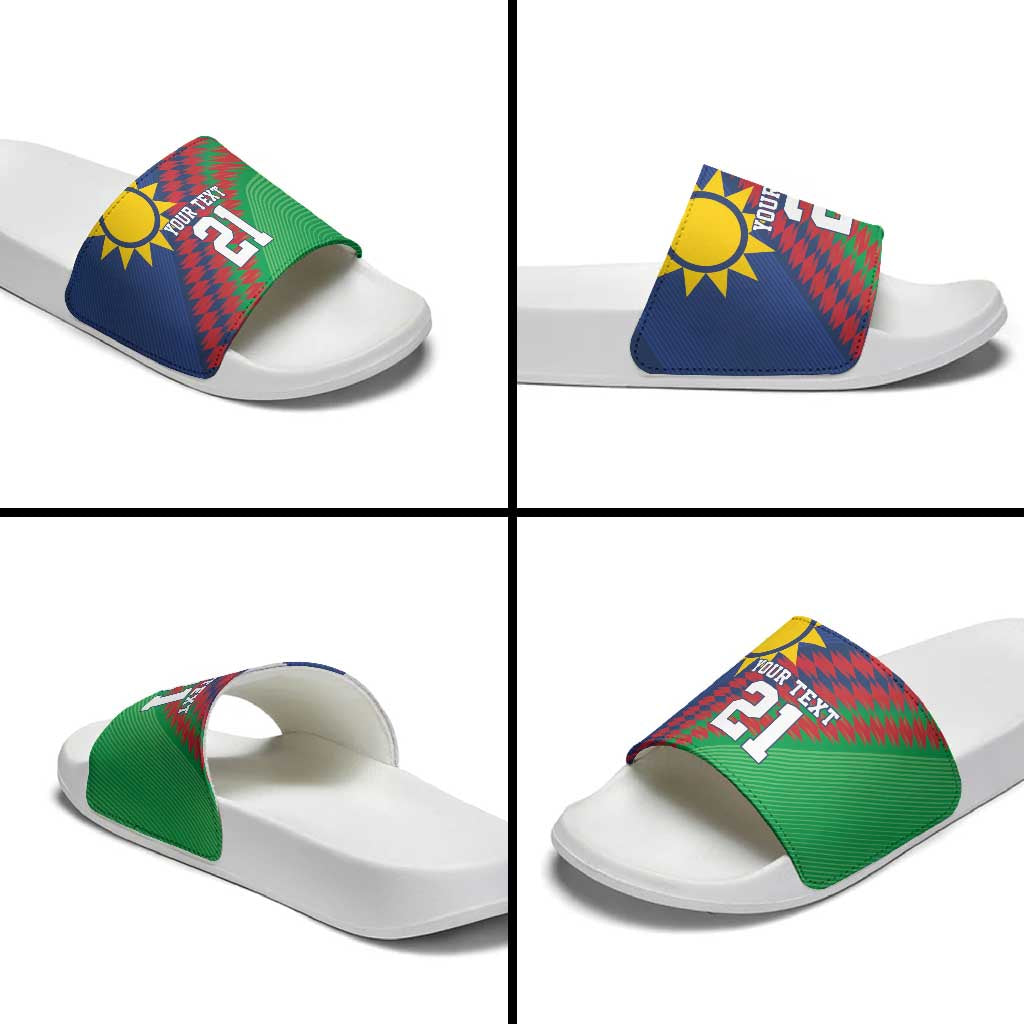 Custom Cricket African Namibia Slide Sandals Namibian Sporty Pattern Flag Motif