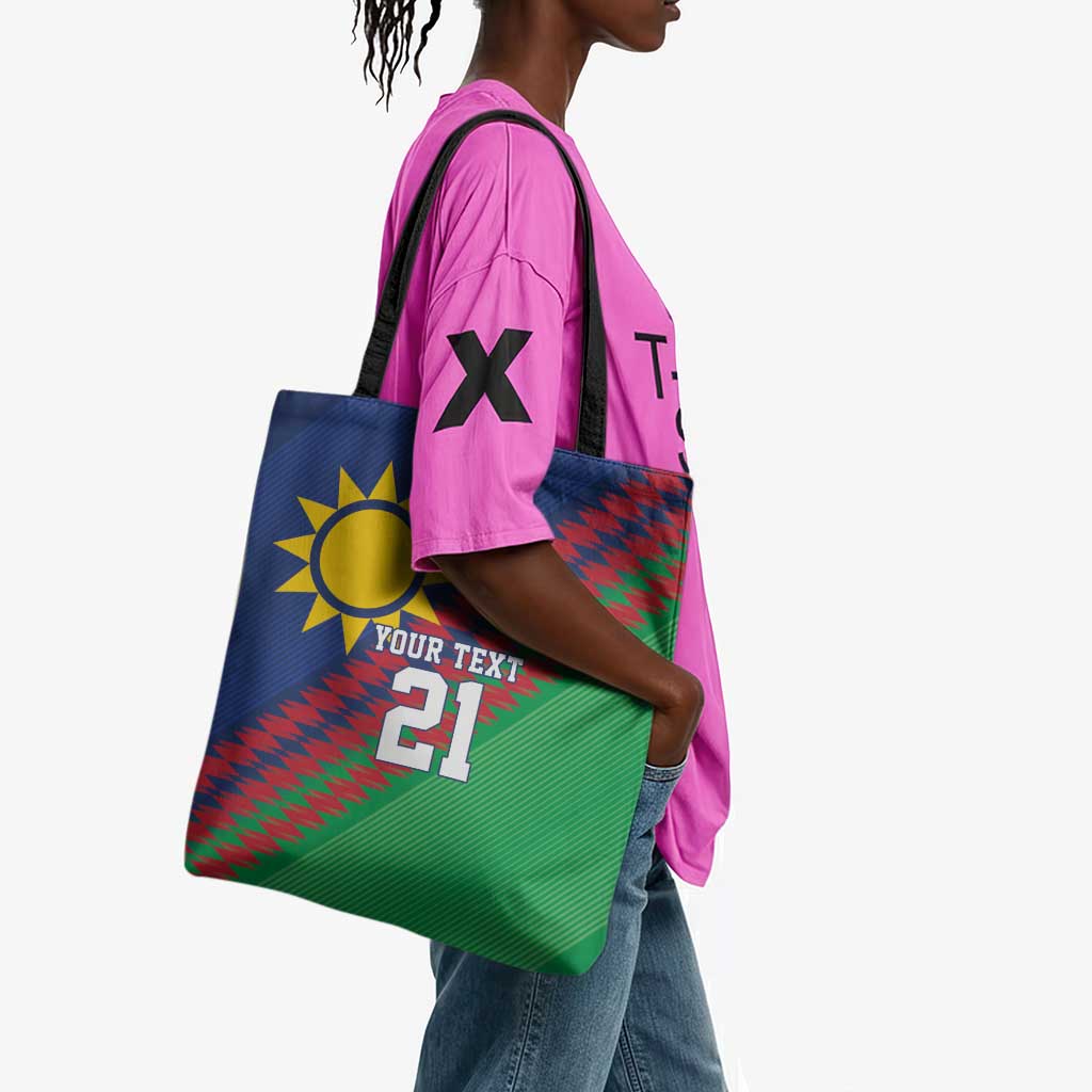 Custom Cricket African Namibia Tote Bag Namibian Sporty Pattern Flag Motif
