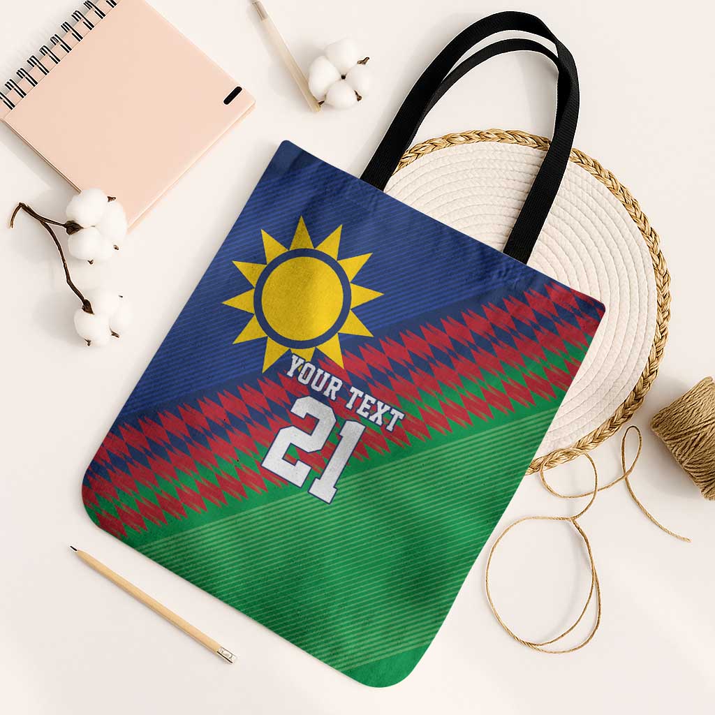Custom Cricket African Namibia Tote Bag Namibian Sporty Pattern Flag Motif