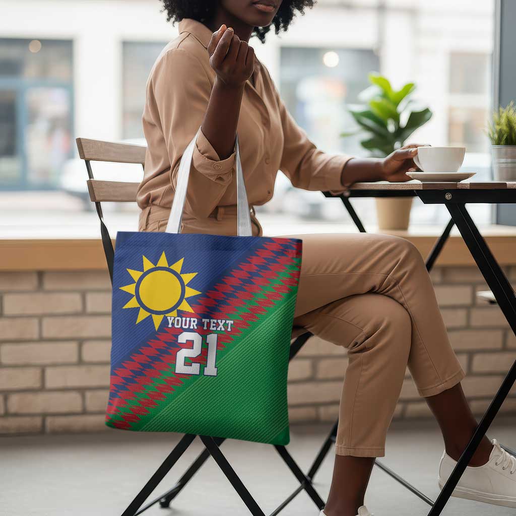 Custom Cricket African Namibia Tote Bag Namibian Sporty Pattern Flag Motif