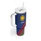 Custom Cricket African Namibia Tumbler With Handle Namibian Sporty Pattern Flag Motif - African Pride