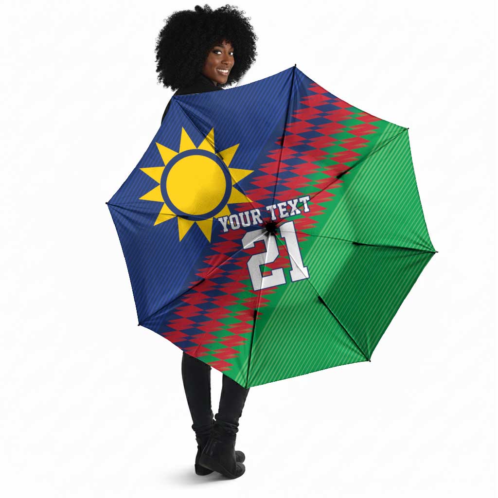 Custom Cricket African Namibia Umbrella Namibian Sporty Pattern Flag Motif