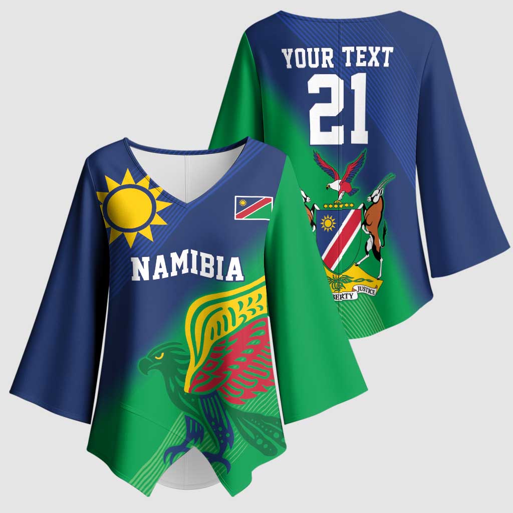 Custom Rugby African Namibia Kimono Sleeve Blouse Welwitschias African Fish Eagle