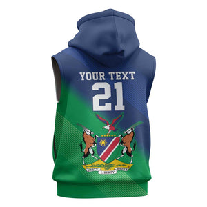 Custom Rugby African Namibia Sleeveless Hoodie Welwitschias African Fish Eagle - African Pride