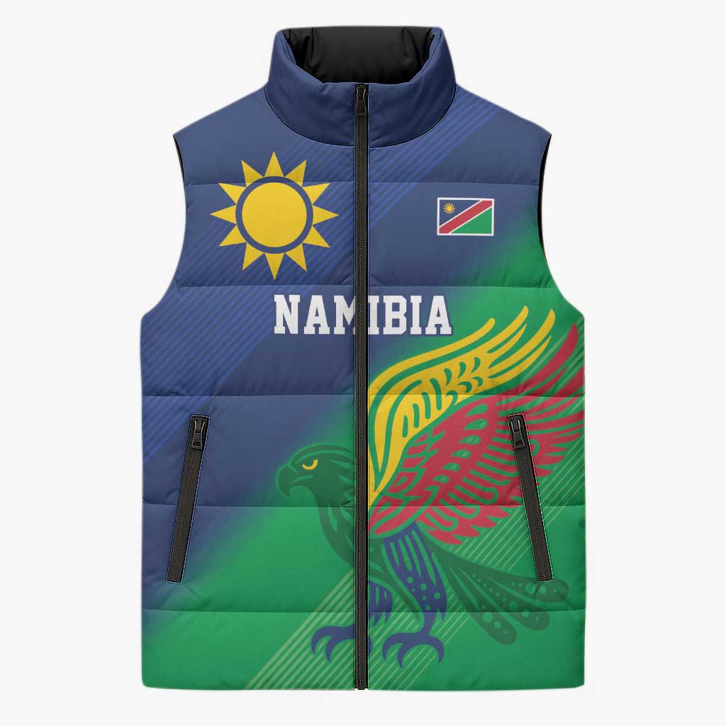 Custom Rugby African Namibia Sleeveless Puffer Jacket Welwitschias African Fish Eagle